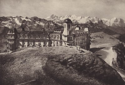 Hotel Rigi Kulm, widok na Alpy Berneńskie (zdjęcie czarno-białe) autorstwa Jean Gaberell