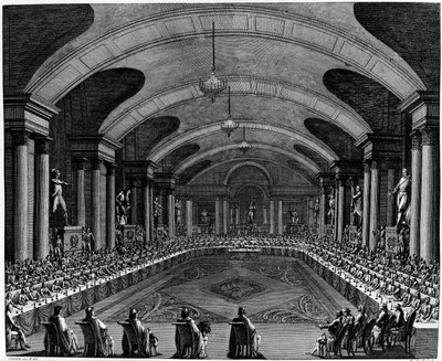 Rewolucja Francuska: „Sesja inauguracyjna Instytutu w 1795 r.””. 25 października autorstwa Jean Girardet