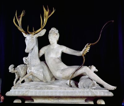 Diana osadzona na jeleniu (marmur i brąz) (patrz także 148837) autorstwa Jean Goujon