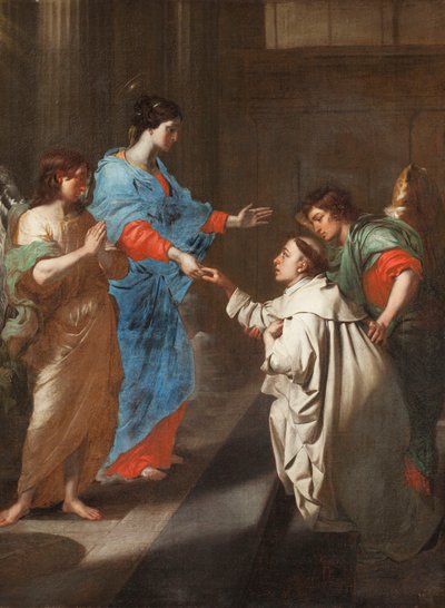 Mistyczne Zaręczyny Błogosławionego Hermanna Józefa z Maryją Panną. autorstwa Jean Guillaume Carlier