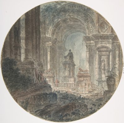 Fantazja architektoniczna, koniec XVIII wieku. autorstwa Jean Henri Alexandre Pernet.