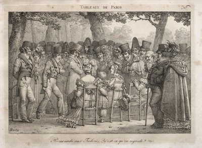 Sceny Paryża: Promenada w Tuileries. Na co oni patrzą? autorstwa Jean Henri Marlet
