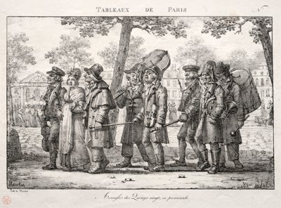 Sceny Paryża: Niewidomi z Quinze Vingts, Chodzenie. autorstwa Jean Henri Marlet