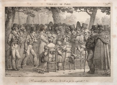 Sceny Paryża: Promenada w Tuileries. Na co oni patrzą? autorstwa Jean Henri Marlet