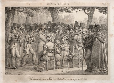 Sceny Paryża: Promenada w Tuileries. Na co oni patrzą. autorstwa Jean Henri Marlet