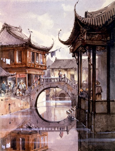 Widok Szanghaju, Chiny, ok. 1860 r. autorstwa Jean Henri Zuber