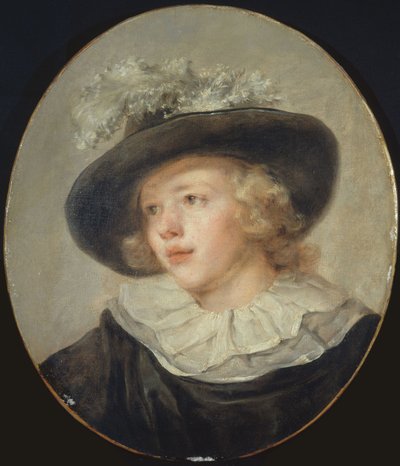 Przypisywany Fragonardowi - Portret młodego chłopca w kapeluszu z piórami, ok. 1785 r. autorstwa Jean Honore Fragonard