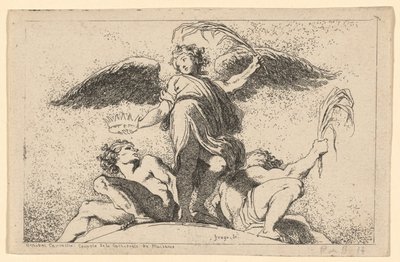 Anioł trzymający dłoń i koronę autorstwa Jean Honoré Fragonard after Annibale Carracci