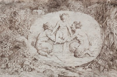 Bachanalia: Nimfa wspierana przez dwóch satyrów, 1763. autorstwa Jean Honore Fragonard