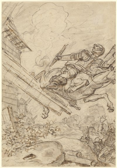Don Kichot atakuje wiatrak autorstwa Jean Honore Fragonard