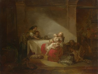 Wnętrze, szczęśliwa mama autorstwa Jean Honore Fragonard