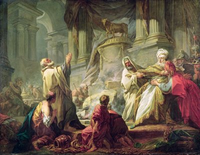 Jeroboam poświęcenie złotemu cielęciu, 1752 autorstwa Jean Honore Fragonard