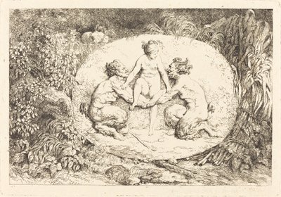 Nimfa wspierana przez dwóch satyrów autorstwa Jean Honore Fragonard