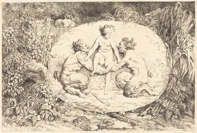 Nimfa wspierana przez dwóch satyrów autorstwa Jean Honore Fragonard