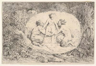 Nimfa wspierana przez dwóch satyrów, 1763. autorstwa Jean Honore Fragonard