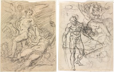 Orfeusz i Eurydyka (recto); Studia postaci (verso) autorstwa Jean Honore Fragonard