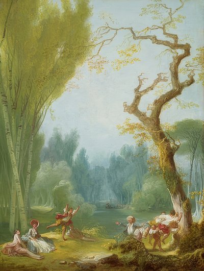 Reiterspiele (Gra w konia i jeźdźca). Um 1775/80 autorstwa Jean Honore Fragonard