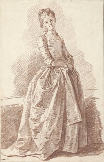 Młoda kobieta stoi twarzą w twarz autorstwa Jean Honore Fragonard