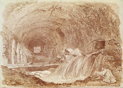 Stajnie Mecenasa w Tivoli (czerwona kreda na papierze) autorstwa Jean Honore Fragonard