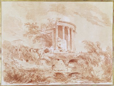 Świątynia Sybilli w Tivoli (czerwona kreda na papierze) autorstwa Jean Honore Fragonard