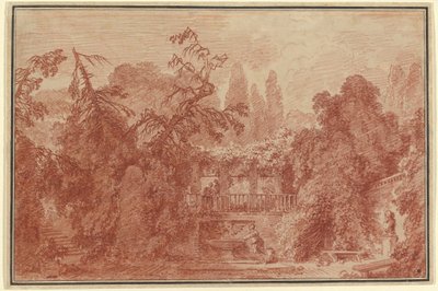 Taras i ogród włoskiej willi autorstwa Jean Honore Fragonard