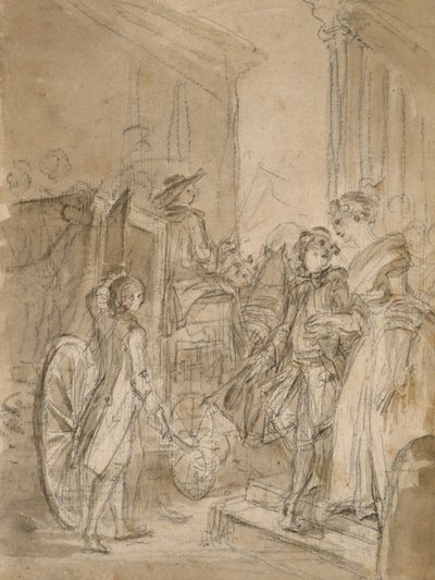 Wyjazd autokarem, ok. 1780-89 autorstwa Jean Honore Fragonard