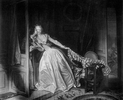 Skradziony pocałunek, koniec XVIII wieku 1905. autorstwa Jean Honore Fragonard