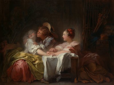 Skradziony pocałunek, ok. 1760 autorstwa Jean Honore Fragonard