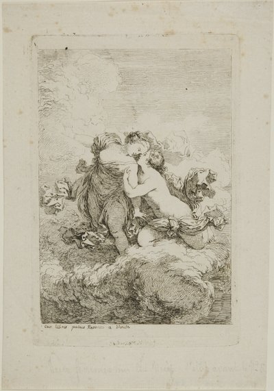 Dwie postacie kobiece na chmurze autorstwa Jean Honore Fragonard