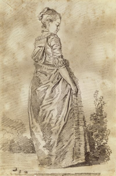 Młoda kobieta spacerująca (czerwona kreda na papierze) autorstwa Jean Honore Fragonard