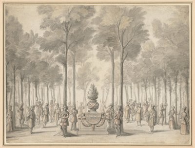 Projekt dla Divertissement z „La Pastorale” (Pierwsze Entrée opery-baletu „Les Muses” Dancheta i Campry) autorstwa Jean I Berain