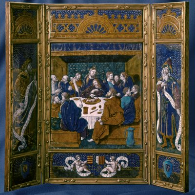 Ostatnia Wieczerza, Tryptyk, emalia Limoge, ok. 1545 (emalia cloisonne) autorstwa Jean I Pénicaud