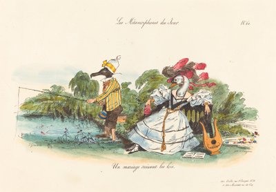 Metamorfozy dnia: konwencjonalne małżeństwo autorstwa Jean Ignace Isidore Grandville