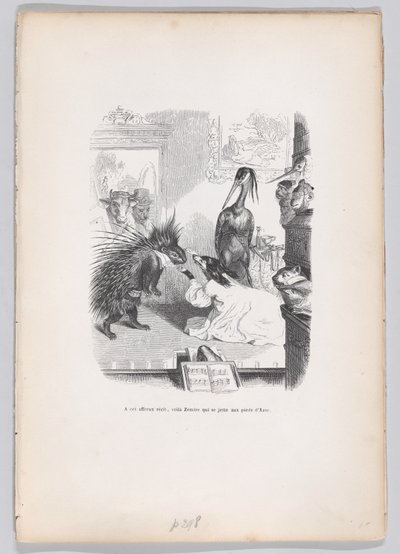 Na tę przerażającą historię Zemire rzuca się do stóp Azora ze Scen z ..., ca. 1837-47. autorstwa Jean Ignace Isidore Gérard