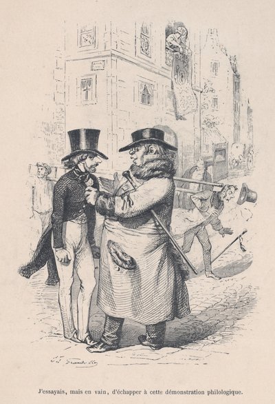 Próbowałem uciec od tej filologicznej dyskusji. z Małej nędzy ludzkiego życia..., 1843. autorstwa Jean Ignace Isidore Gérard