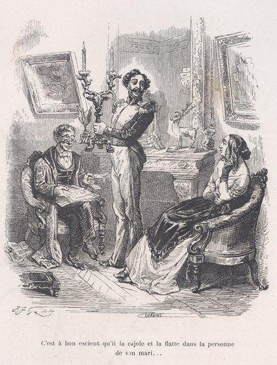 Dobrze, że namawia ją i schlebia przed mężem. z Małego Miseri..., 1843. autorstwa Jean Ignace Isidore Gérard