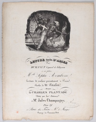 List napisany z Algieru, ca. 1835. autorstwa Jean Ignace Isidore Gérard