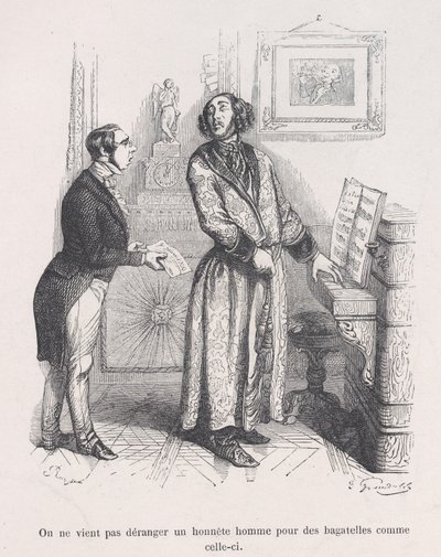 Nie zawraca się uczciwemu człowiekowi takimi drobiazgami. z Małej niedoli Huma..., 1843. autorstwa Jean Ignace Isidore Gérard