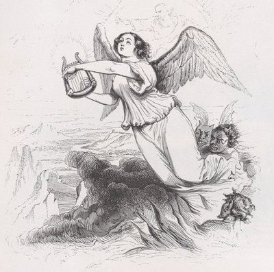 Anioł wygnany z Dzieł wszystkich Bérangera, 1836. autorstwa Jean Ignace Isidore Gérard