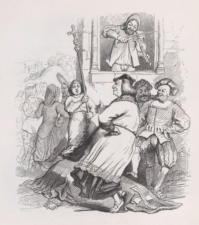 Skrzypek z Meudon z Dzieł wszystkich Bérangera, 1836. autorstwa Jean Ignace Isidore Gérard