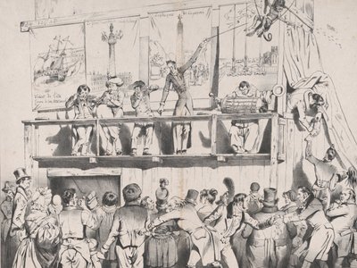 Zing! Zing! Boom boom boom!!! Wystawa Grrrreat Politycznych Tumblerów, sierpień 1833. autorstwa Jean Ignace Isidore Gérard