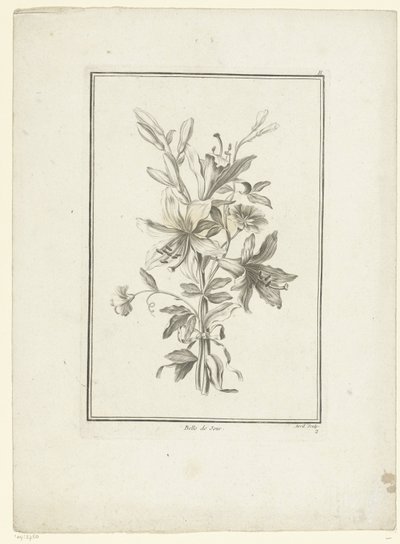 Bukiet z lilią Belle de Jour (tytuł na obiekcie) IIe Cahier de Bouquets (tytuł serii) autorstwa Jean Jacques Avril (I)