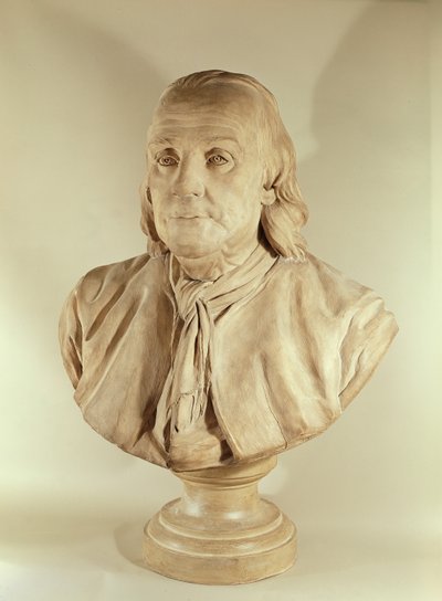 Popiersie Benjamina Franklina (terakota) autorstwa Jean Jacques Caffieri