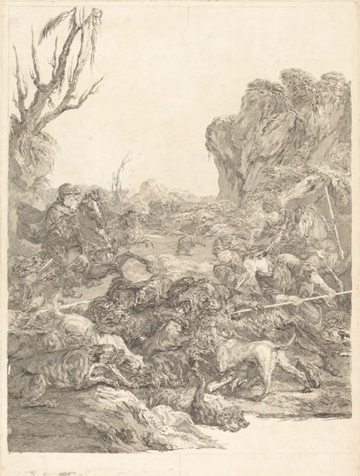 Polowanie na niedźwiedzie autorstwa Jean Jacques Flipart after Carle Van Loo