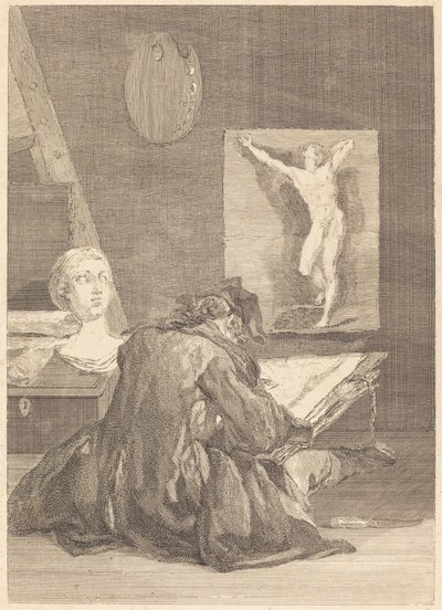 Rysownik autorstwa Jean Jacques Flipart after Jean Siméon Chardin