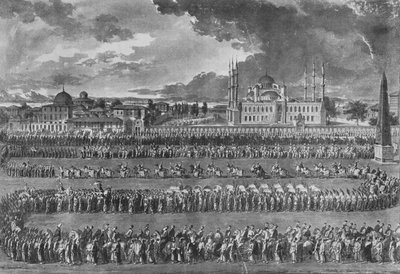 Procesja sułtana na hipodromie autorstwa Jean Jacques Francois Le Barbier