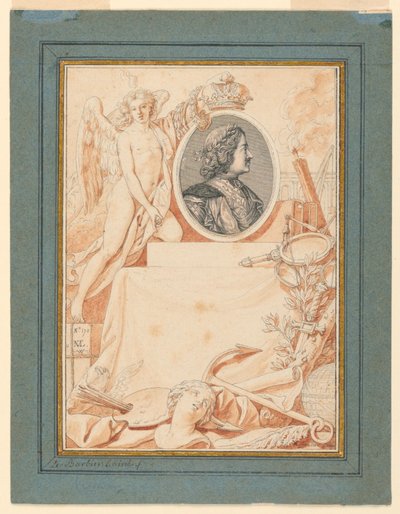 Rysunek, frontispis do Historii Piotra Wielkiego, ok. 1780 r. autorstwa Jean Jacques Francois Le Barbier