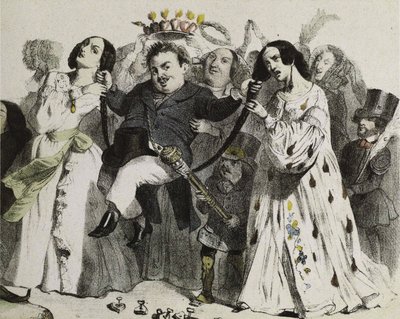 Honoré de Balzac, najbardziej płodny z naszych autorów, wspierany i koronowany przez kobiety, 1839. autorstwa Jean Jacques Grandville