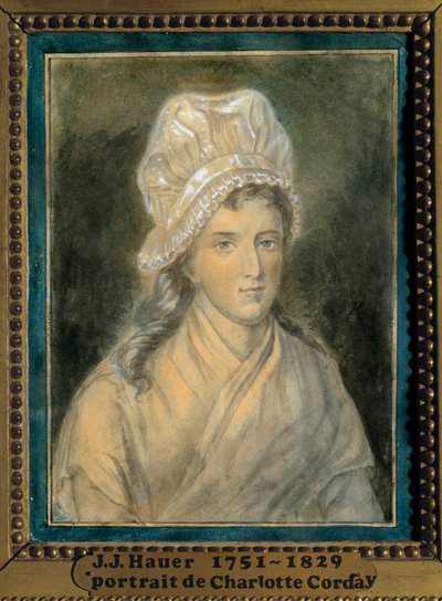 Portret Charlotte Corday (1768-1793) Obraz Jeana Jacquesa Hauera (1751-1829) XVIII wiek. Wersal. Muzeum Lambineta autorstwa Jean Jacques Hauer