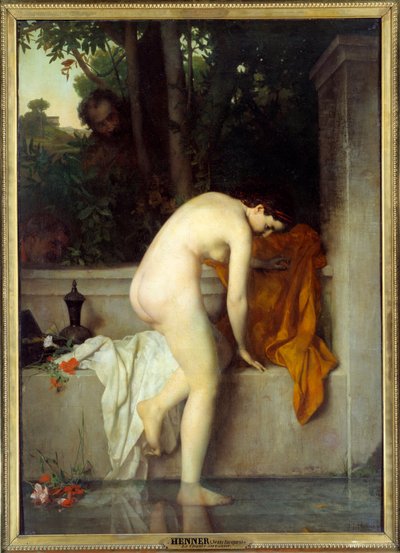 Czysta Suzanne mówi Suzanne w wannie. Obraz Jeana Jacquesa Hennera (1829-1905) autorstwa Jean Jacques Henner